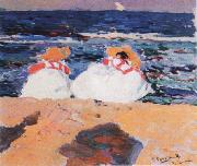 Joaquin Sorolla Y Bastida maria y elena en la playa oil painting on canvas